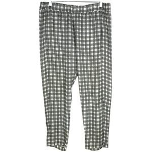 Theory KORENE 100% SILK White Black Print Pull On Cropped Trouser Pants Size M